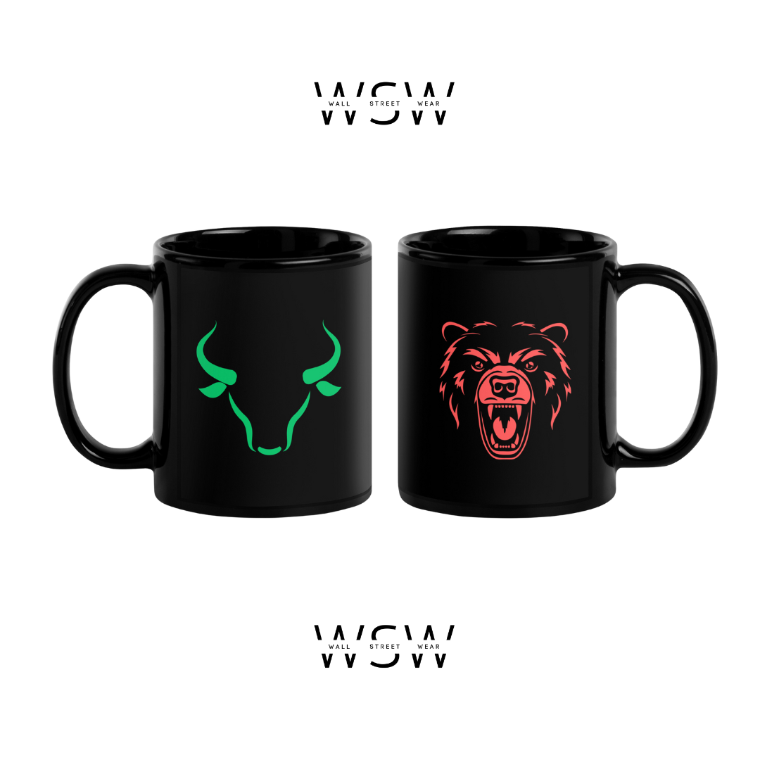 BULL Vs BEAR - Black Glossy Mug