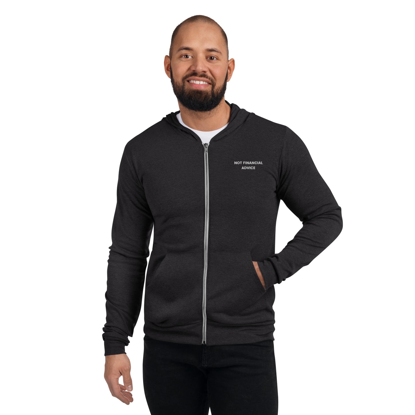 Not Financial Advice - Embroidered Unisex zip LIGHTWEIGHT hoodie