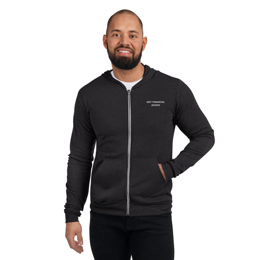 Not Financial Advice - Embroidered Unisex zip LIGHTWEIGHT hoodie