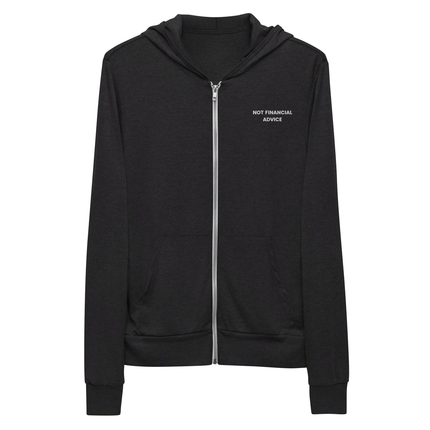 Not Financial Advice - Embroidered Unisex zip LIGHTWEIGHT hoodie