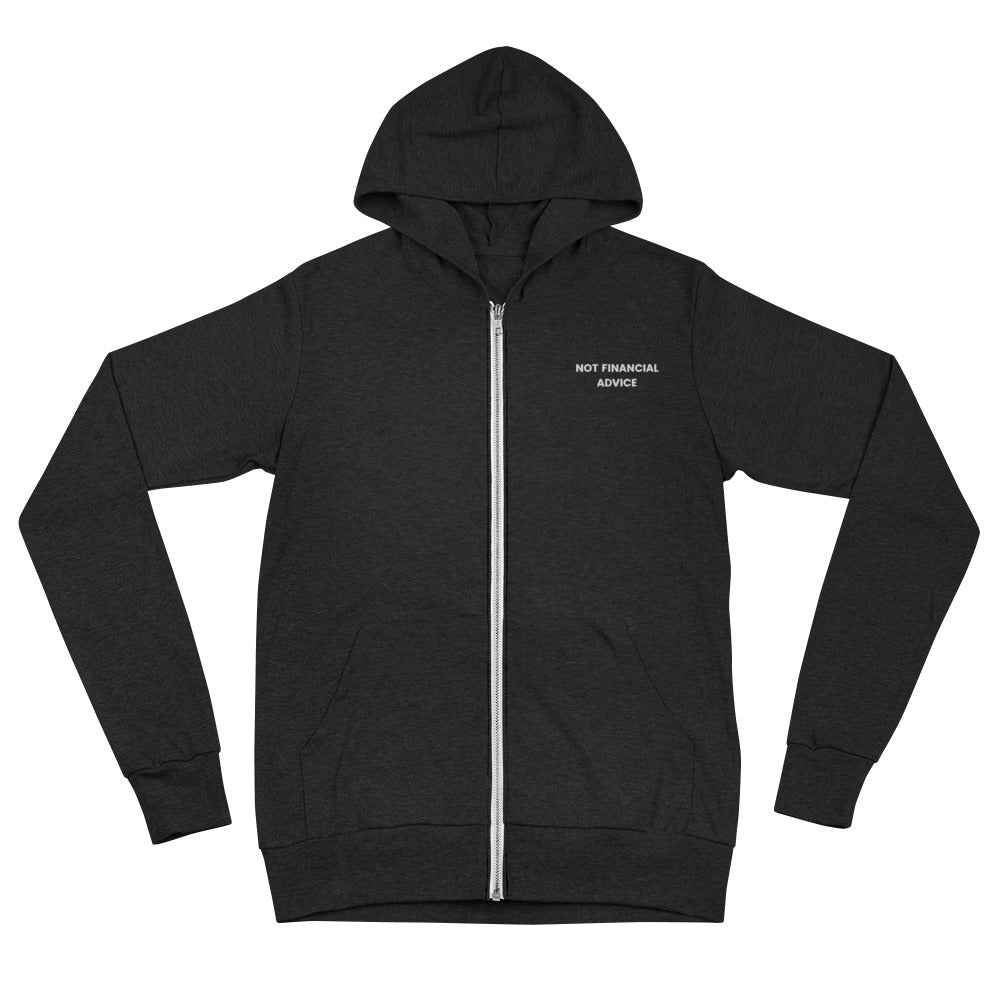 Not Financial Advice - Embroidered Unisex zip LIGHTWEIGHT hoodie