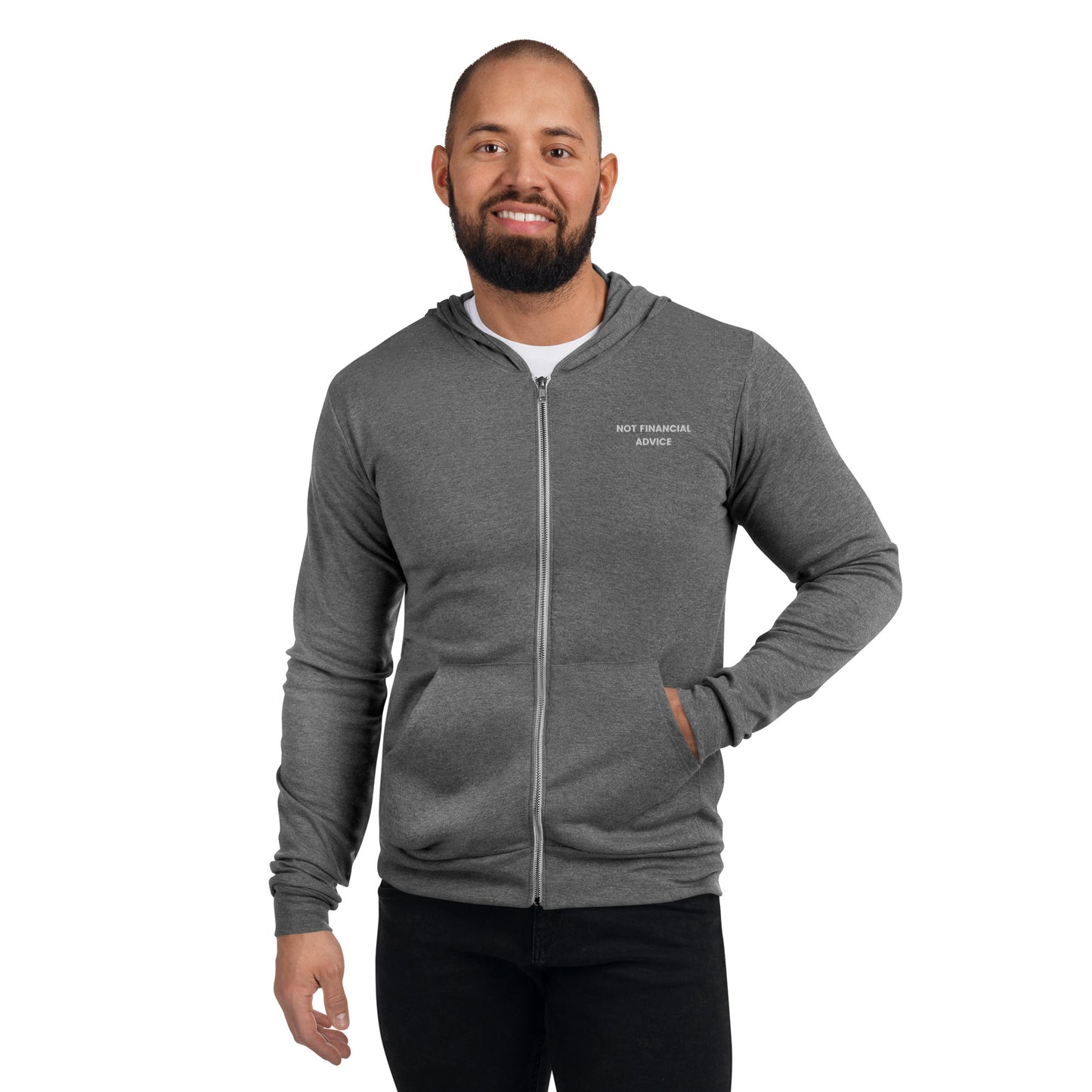 Not Financial Advice - Embroidered Unisex zip LIGHTWEIGHT hoodie