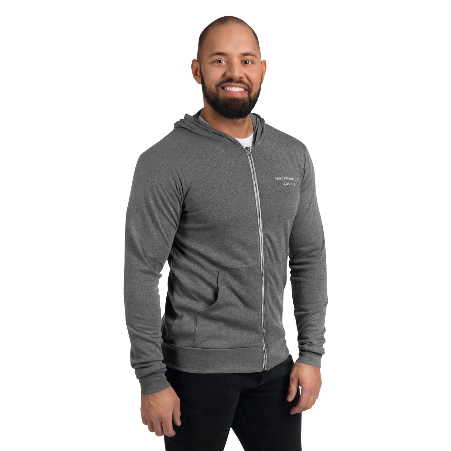 Not Financial Advice - Embroidered Unisex zip LIGHTWEIGHT hoodie