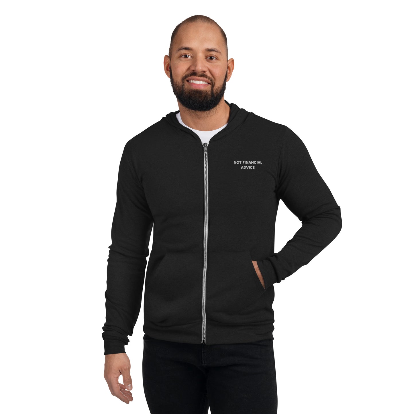 Not Financial Advice - Embroidered Unisex zip LIGHTWEIGHT hoodie