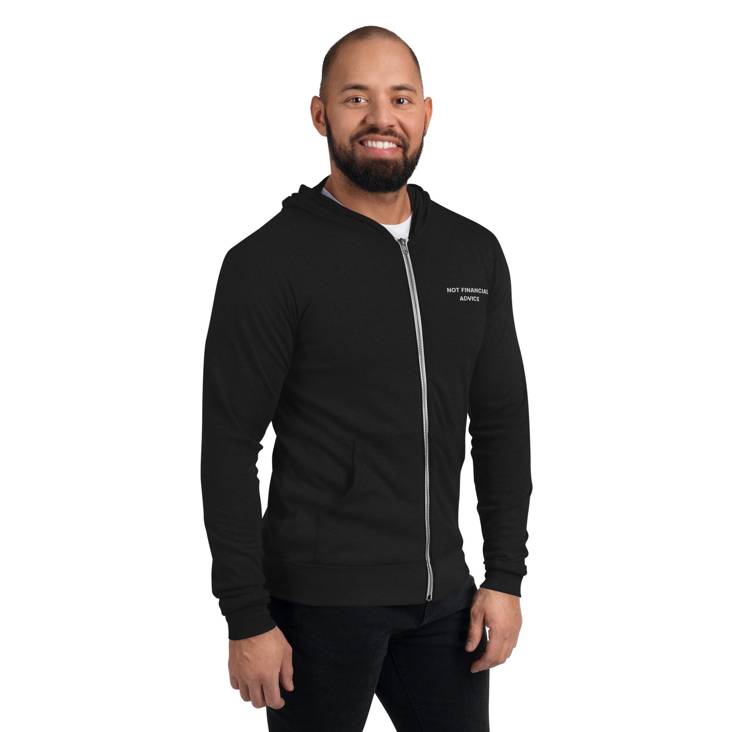 Not Financial Advice - Embroidered Unisex zip LIGHTWEIGHT hoodie