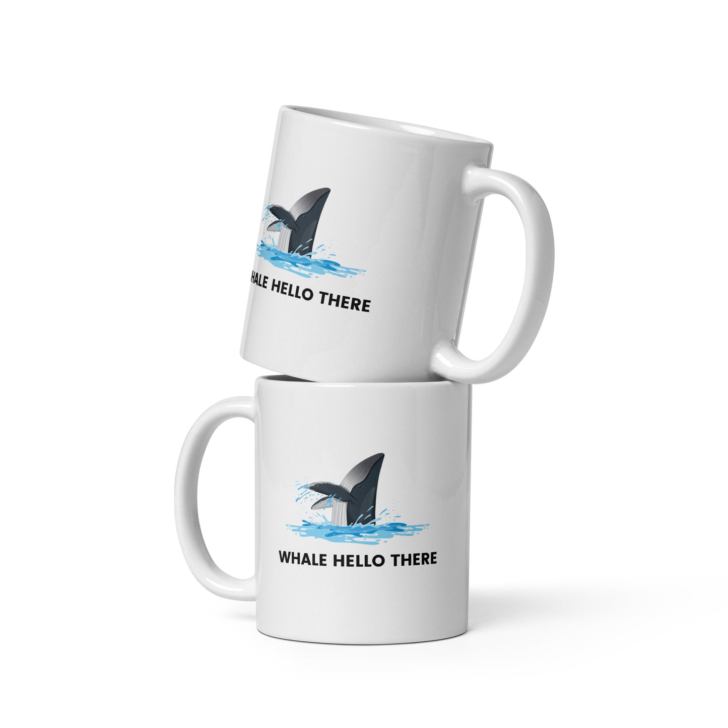 Whale Hello There - White glossy mug