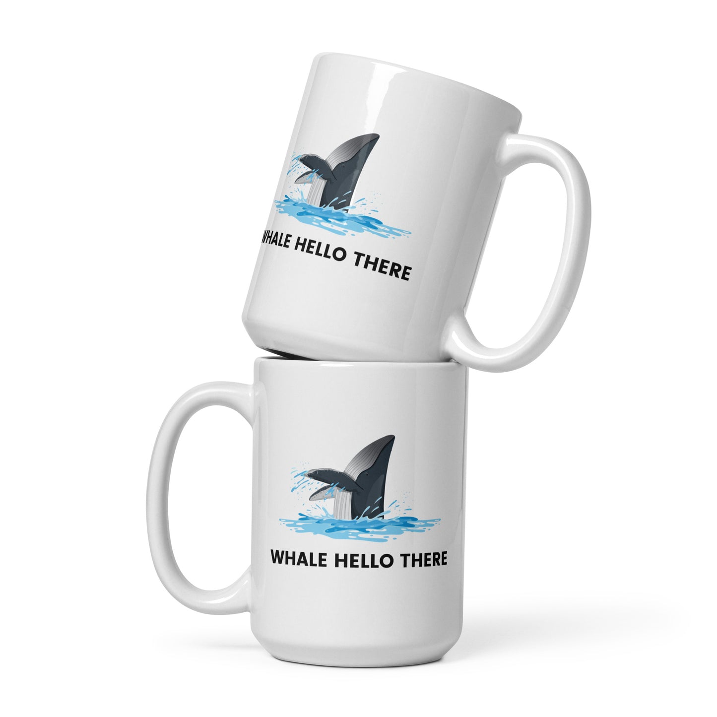 Whale Hello There - White glossy mug