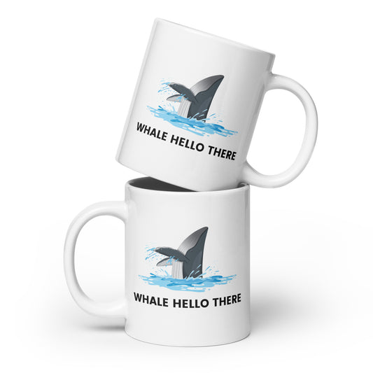 Whale Hello There - White glossy mug